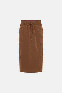 Ghost view CAMILLA AND MARC Storm Midi Skirt in mocha with an elasticated waistband, slanted side pockets and a back vent.