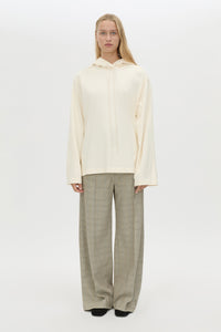 Front styled view CAMILLA AND MARC Studio Hoodie in White with relaxed long‑sleeve design and hooded silhouette.  