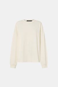 Studio Graphic Long Sleeve Top - CAMILLA AND MARC Studio graphic long sleeve white tee with boucle embroidered monogram