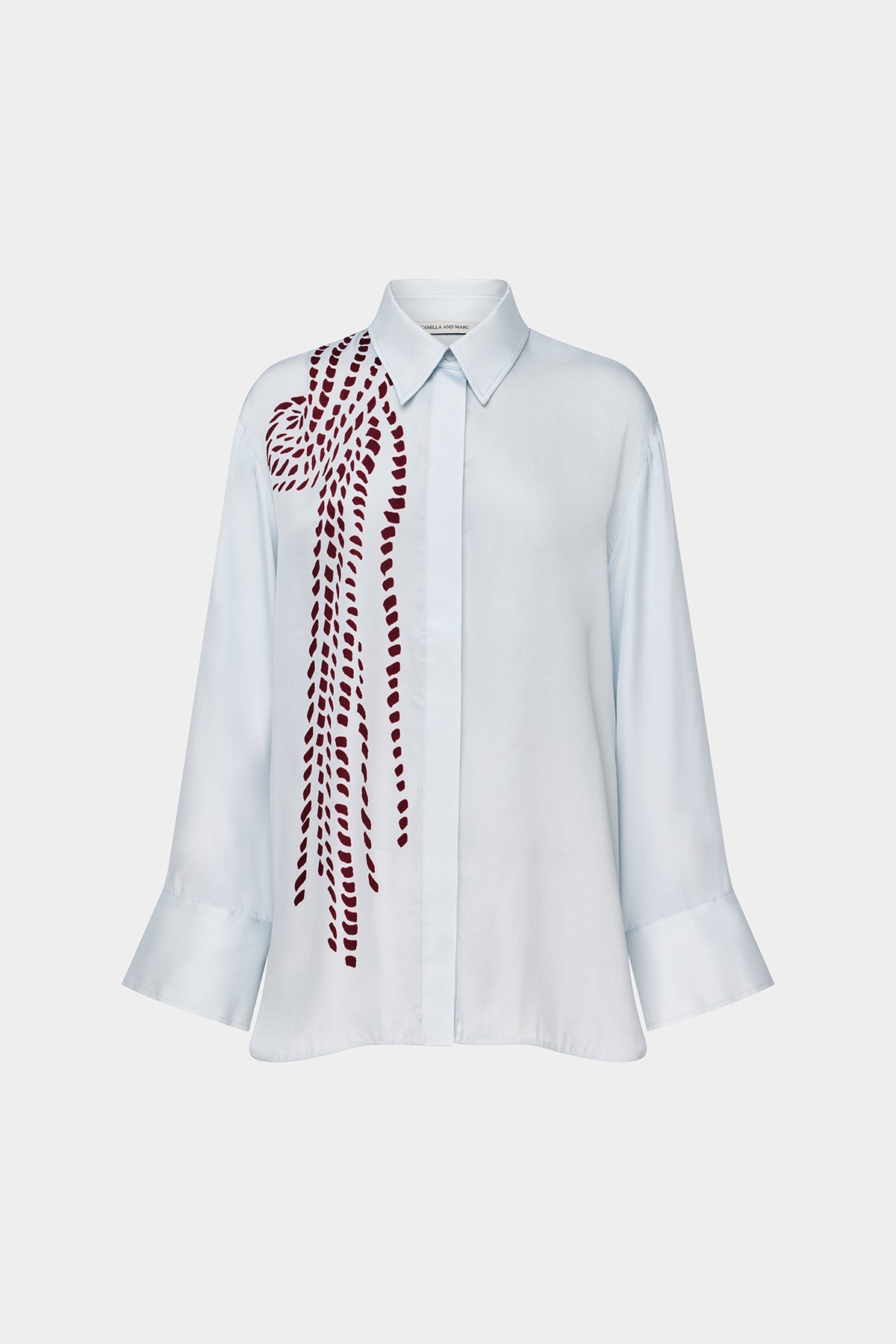 Ghost view CAMILLA AND MARC Suri Long Sleeve Shirt in blue suri print.