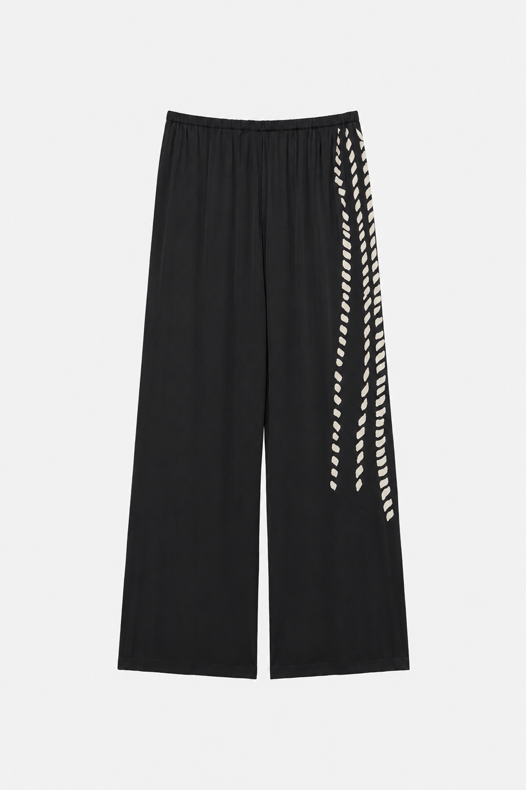 Ghost view CAMILLA AND MARC Suri Wide-Leg Pant in black suri print with mid‑rise fit.