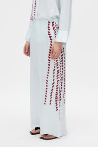 Cropped view CAMILLA AND MARC Suri Wide-Leg Pant in blue suri print with mid‑rise fit.