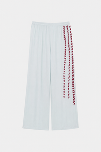 Ghost view CAMILLA AND MARC Suri Wide-Leg Pant in blue suri print with mid‑rise fit.