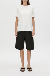 Suvero Logo Tee - CAMILLA AND MARC Suvero relaxed printed white cotton t-shirt with a centre front contrast logo