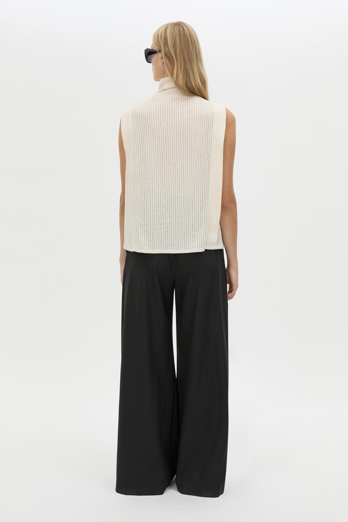 Back view CAMILLA AND MARC Talo Jersey Top in Cream with a boxy sleeveless cut.