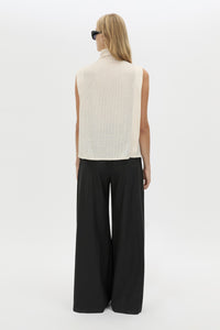Back view CAMILLA AND MARC Talo Jersey Top in Cream with a boxy sleeveless cut.