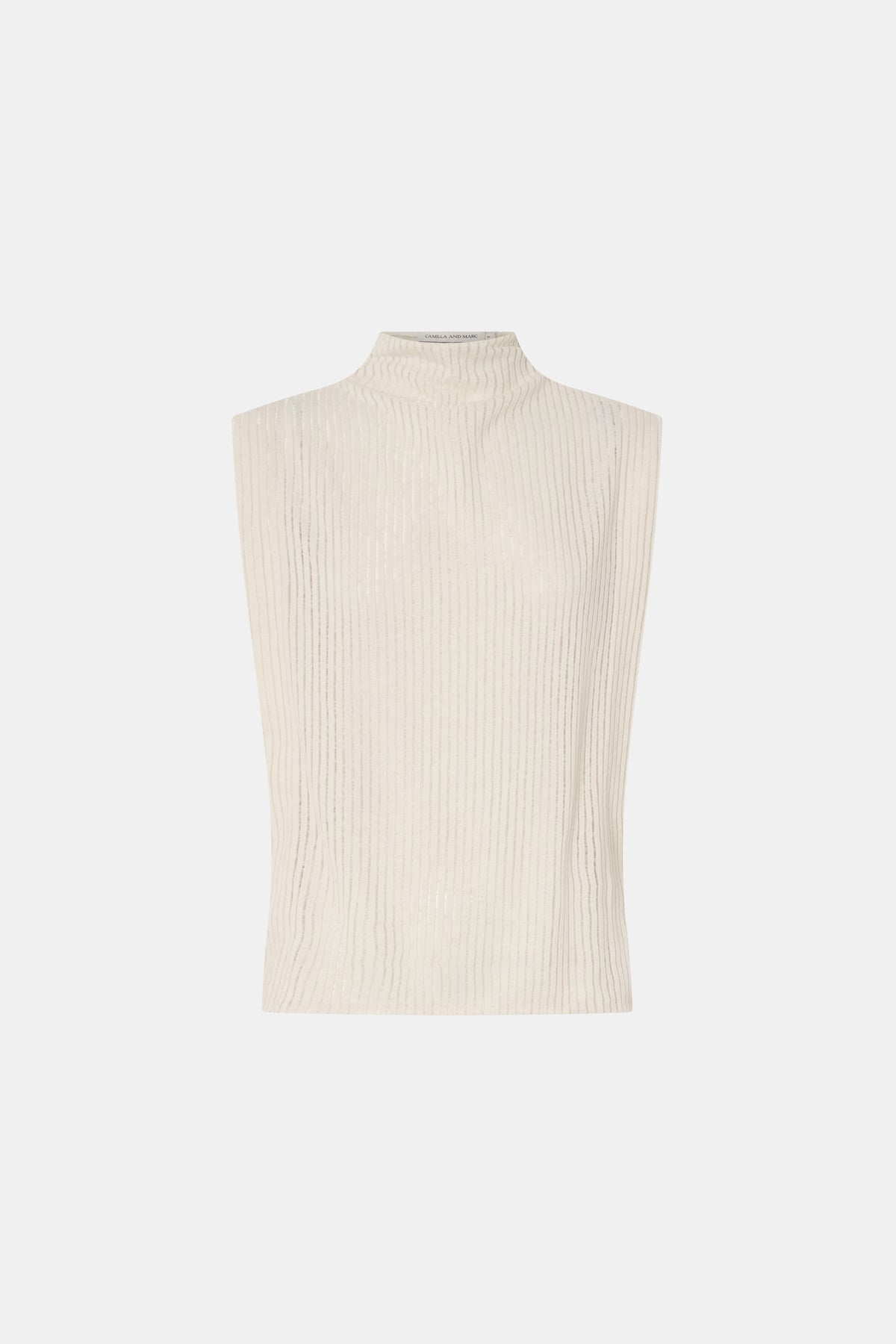 Ghost view CAMILLA AND MARC Talo Jersey Top in Cream with a boxy sleeveless cut.
