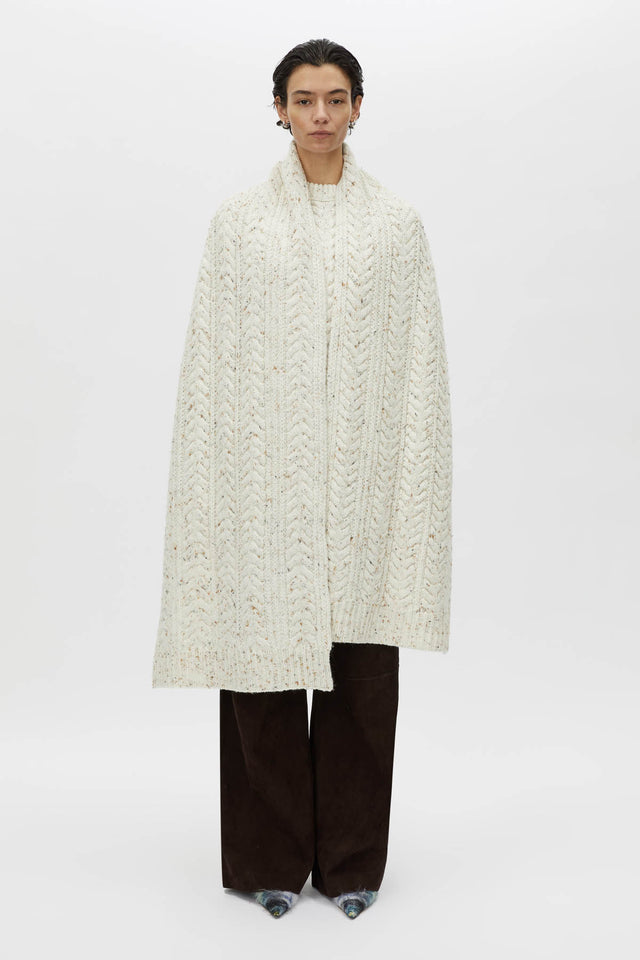 スカーフ camilla and marc SCARF (M2A4423 BRIGHTCREAM) Terrazzo Cable Knit Scarf in Cream Fleck CAMILLA AND MARC® C&M