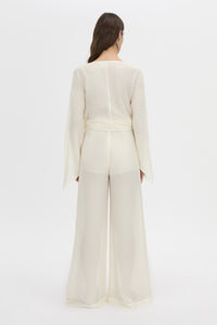 Back view CAMILLA AND MARC high-waisted Tessara Pant in cream.