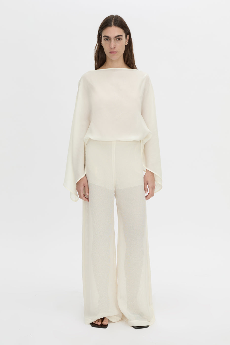 Front view CAMILLA AND MARC high-waisted Tessara Pant in cream.