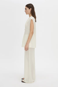 Side view CAMILLA AND MARC Tessara Relaxed Top in cream with cinched V‑neckline.