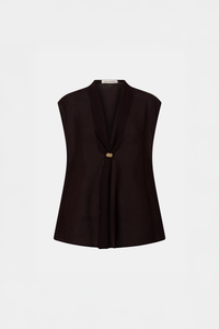 Ghost view CAMILLA AND MARC Tessara Relaxed Top in chocolate with cinched V‑neckline.