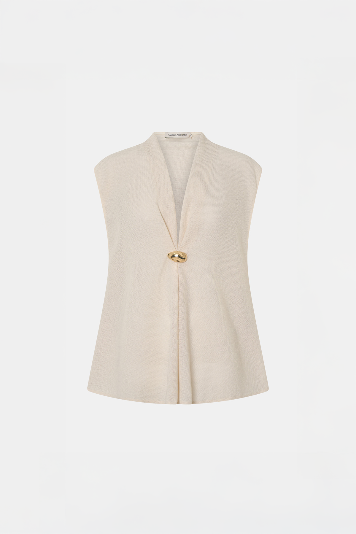 Ghost view CAMILLA AND MARC Tessara Relaxed Top in cream with cinched V‑neckline.