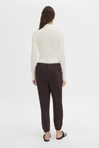 Back view CAMILLA AND MARC Thome Emb Track Pant in garment-dyed hickory.