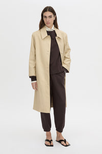 Front-styled view CAMILLA AND MARC Thome Emb Track Pant in garment-dyed hickory.