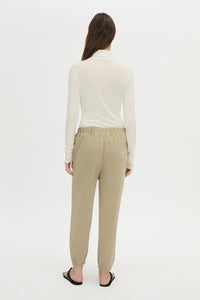 Back view CAMILLA AND MARC Thome Emb Track Pant in garment-dyed oyster.