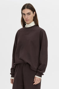 Cropped view CAMILLA AND MARC Thome Emb Relaxed Track Top in garment-dyed hickory.
