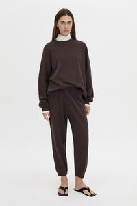 Front view CAMILLA AND MARC Thome Emb Relaxed Track Top in garment-dyed hickory.