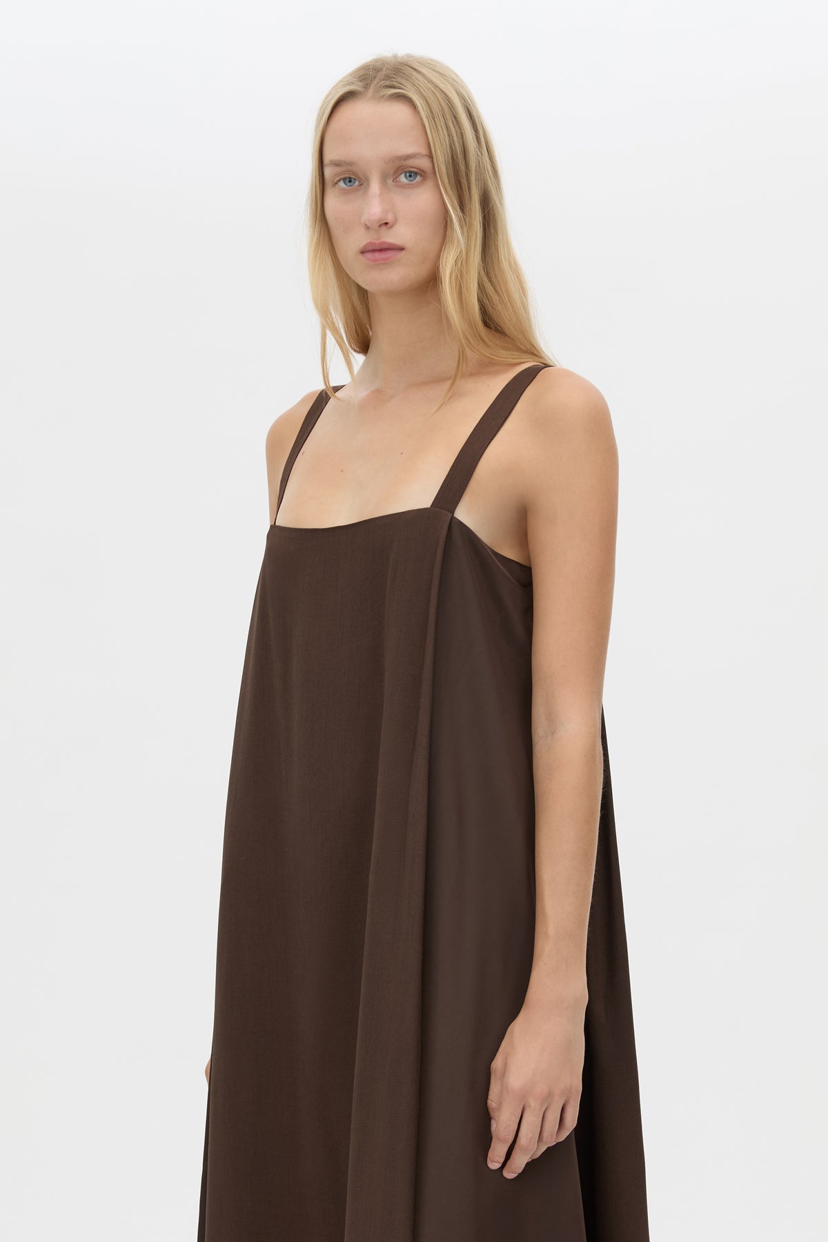 Tove Satin Maxi Dress in Chocolate Brown
