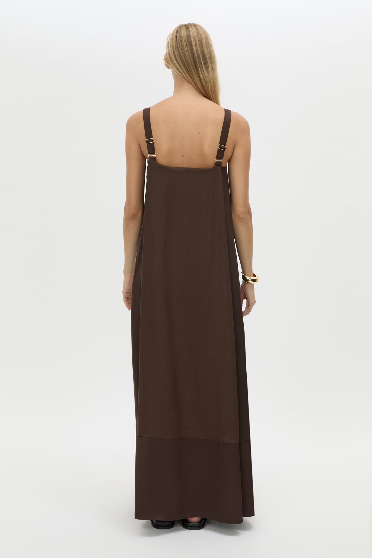 Tove Satin Maxi Dress in Chocolate Brown