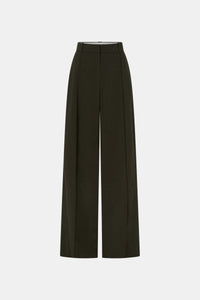 Ghost view CAMILLA AND MARC Una Straight Leg Trouser in Emerald Green with front pintucks, and a tailored waistband.