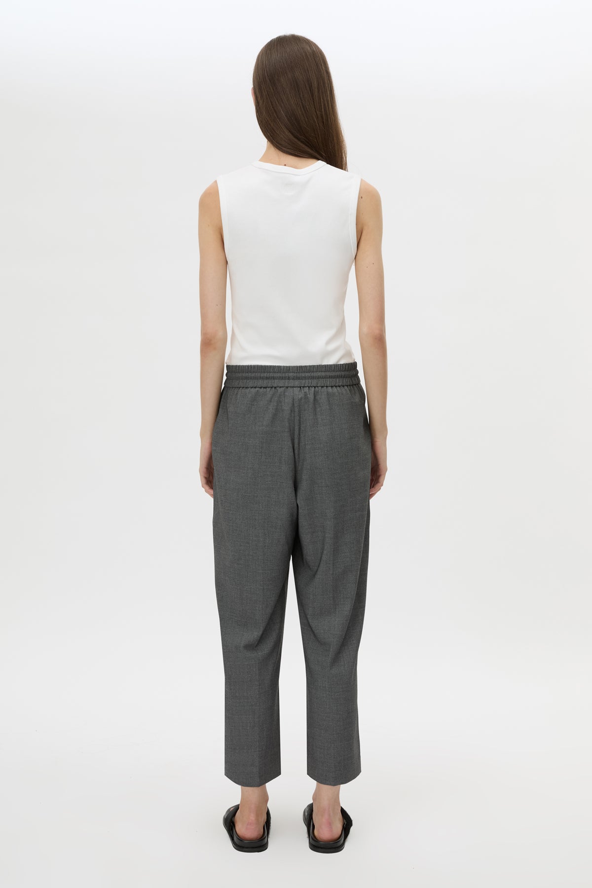 Oval Logo Nylon Cropped Pants dark gray