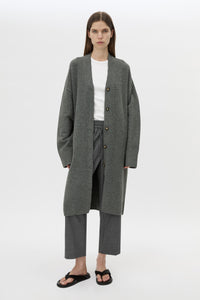 Front view CAMILLA AND MARC Vector Crop Pant in Charcoal Grey with the Francis Knit Cardigan.