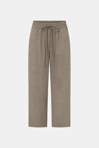 Ghost view CAMILLA AND MARC Vector Crop Pant in Mocha Brown with soft suiting fabrication.