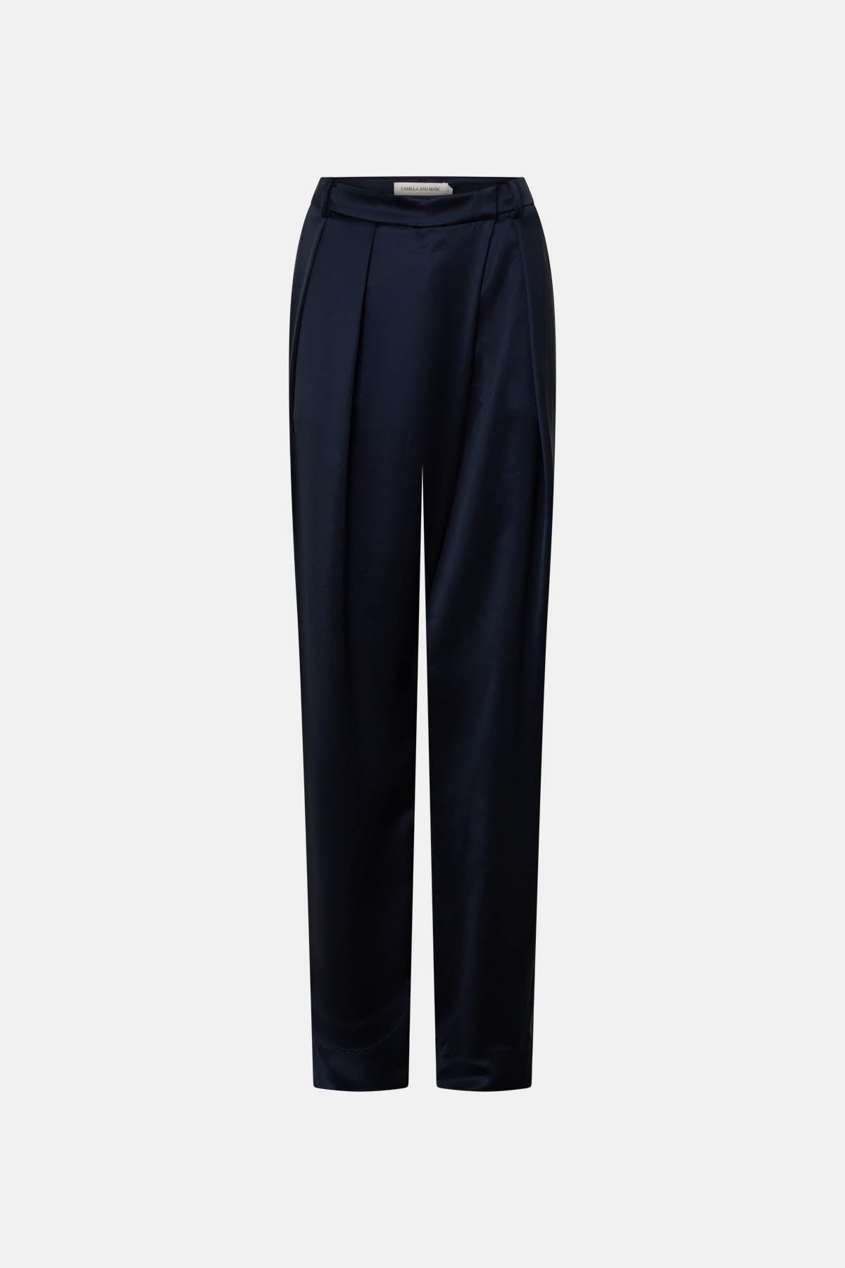 Ghost view CAMILLA AND MARC low-rise Velin Pant in french navy with wrap front waistband.