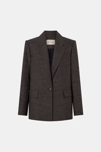 Ghost view CAMILLA AND MARC Verna Relaxed Fit Blazer in Chocolate, crafted in an Australian wool, linen and silk twill blend.