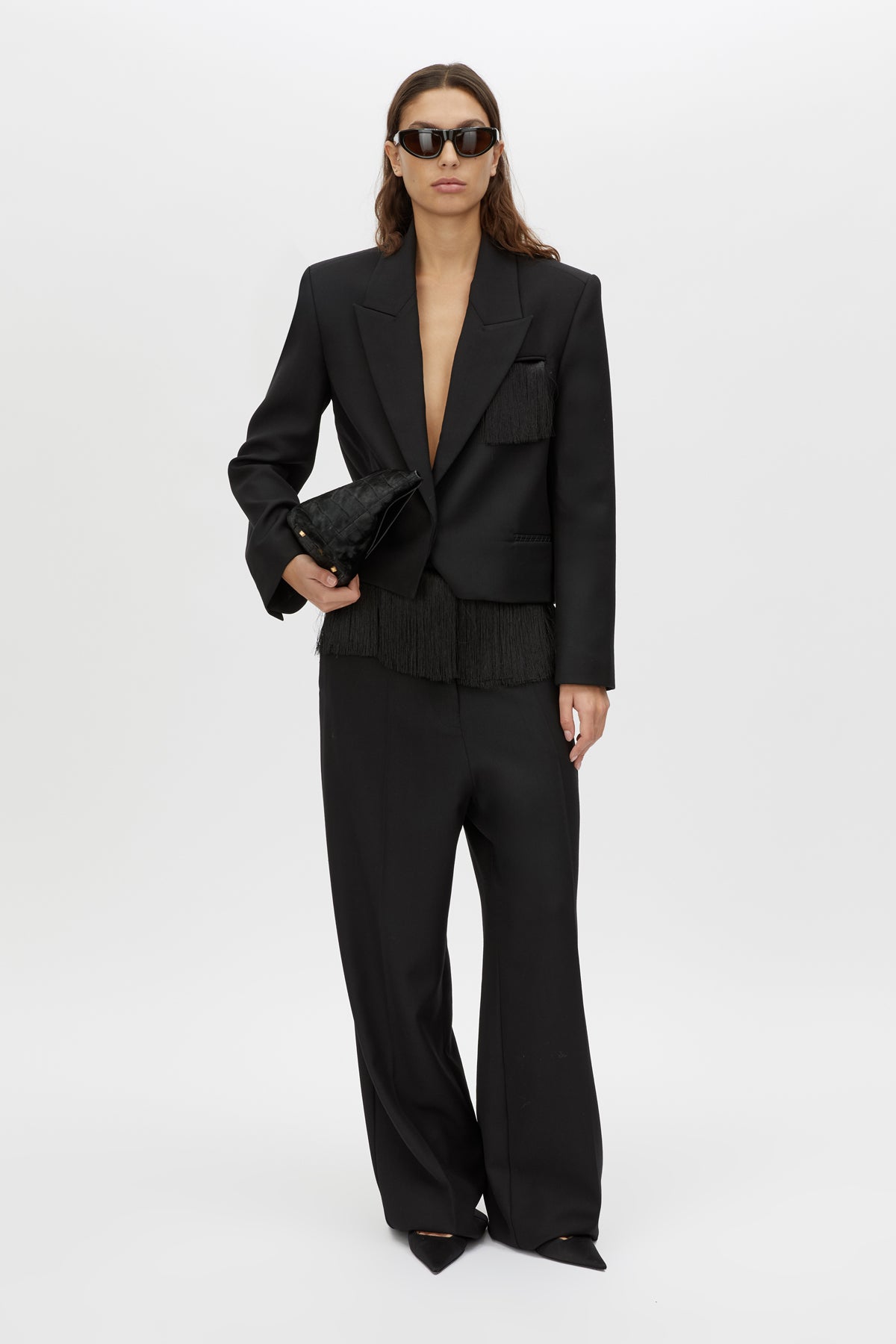 Zaman Crop Blazer - CAMILLA AND MARC Zaman single breasted black blazer with fringe detail