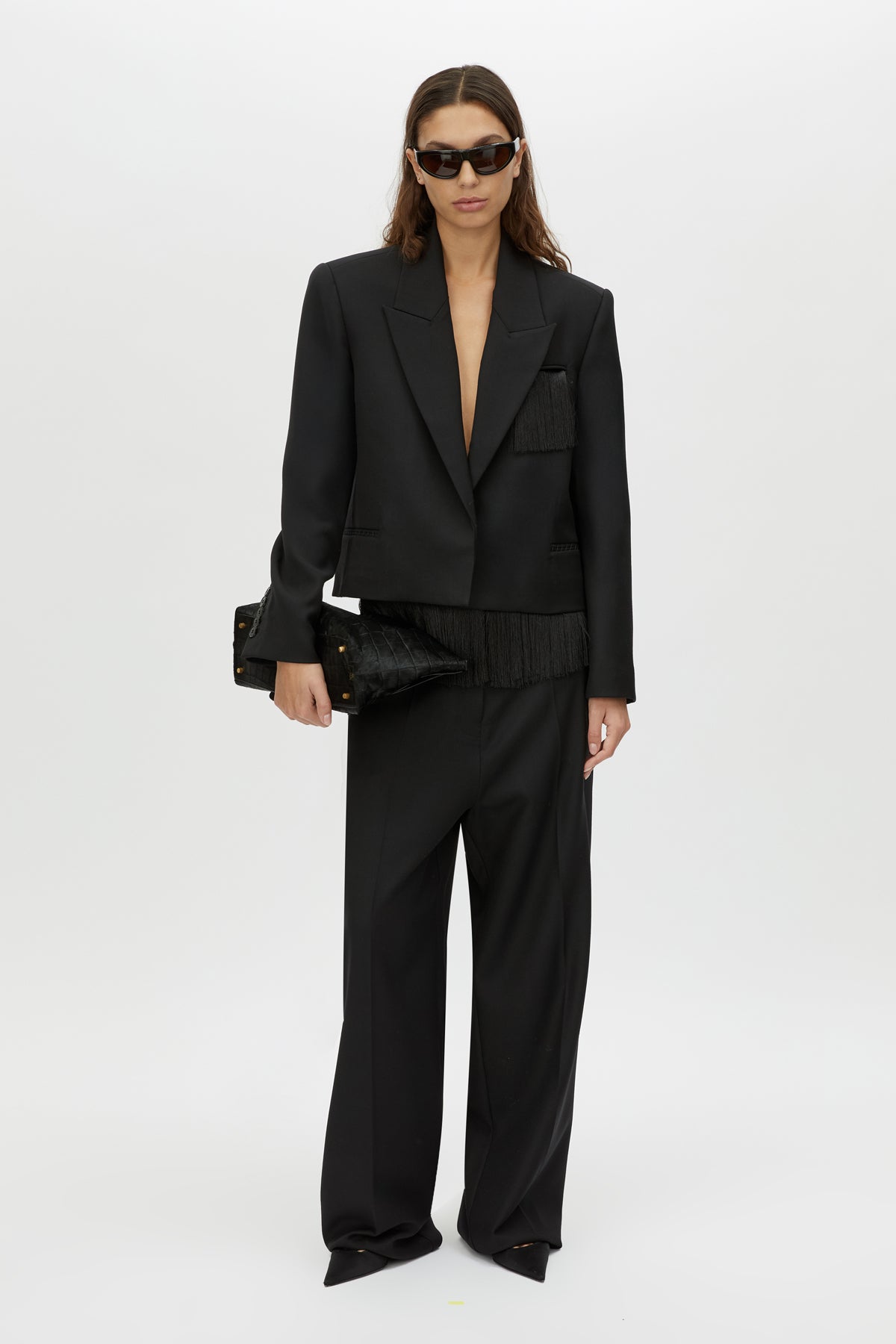 Zaman Crop Blazer - CAMILLA AND MARC Zaman single breasted black blazer with fringe detail