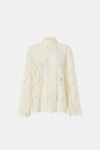 Ghost view CAMILLA AND MARC Zemira Long Sleeve Lace Top in Cream with the Caius Relaxed Cropped Blazer.