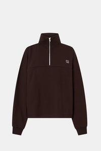 Ghost view CAMILLA AND MARC Zylus Sweater in Chocolate/White with a funnel neck and pullover design.