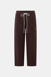 Ghost view CAMILLA AND MARC Zylus straight-leg tracksuit pant in chocolate with embroidered monogram.