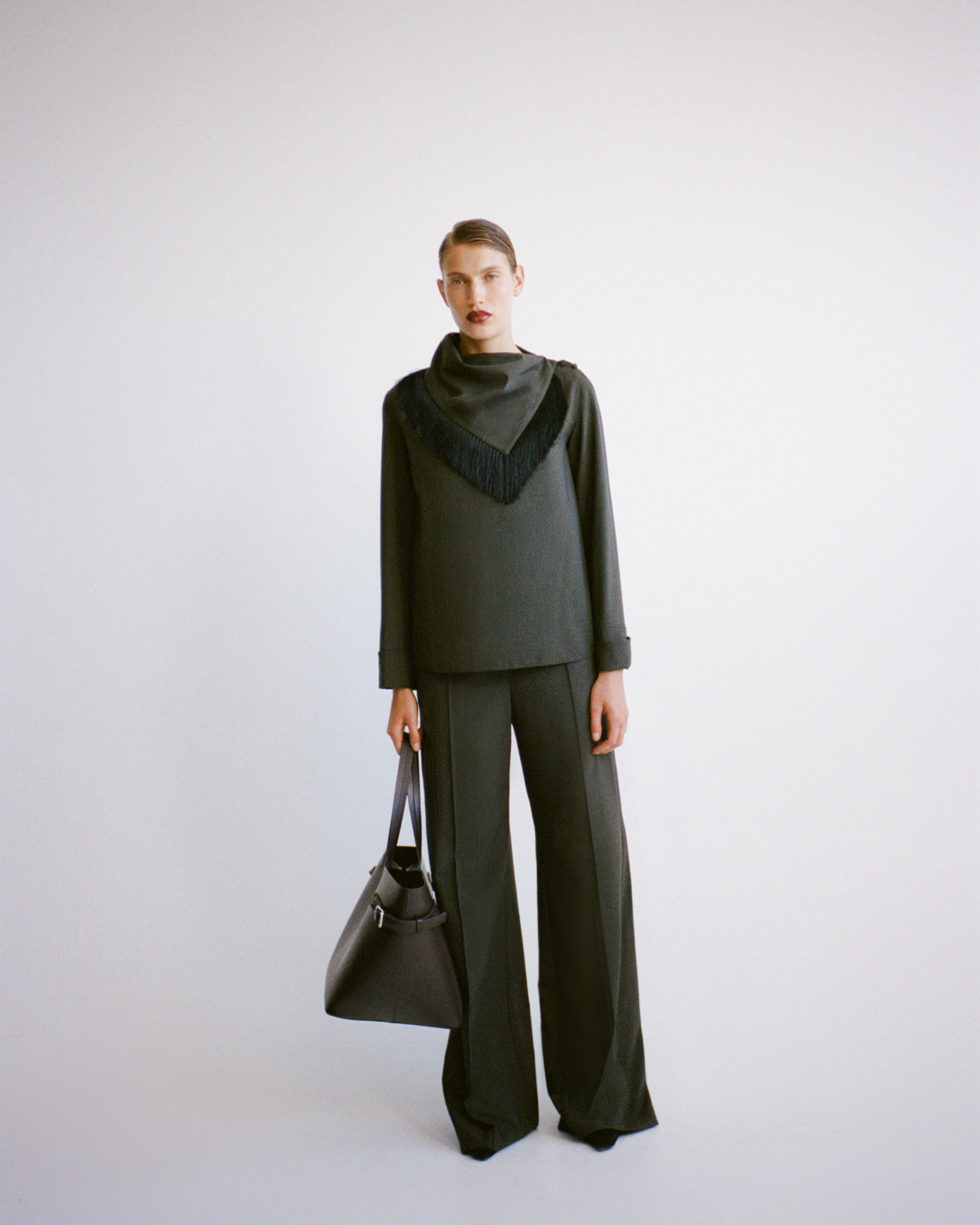 CAMILLA AND MARC PF26 - Una Drape Collar Shirt in dark emerald
