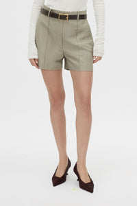 Cropped view CAMILLA AND MARC Seri Tailored Short in Stone Marle with a mid‑rise tailored cut and buckle detail.