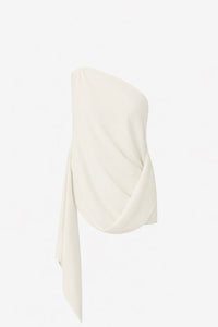 Ghost view CAMILLA AND MARC Eon Top in Cream with a draped asymmetric silhouette.