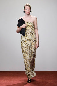 Runway view CAMILLA AND MARC strapless Sentra Maxi Dress in Sentra print with structured internal bodice.