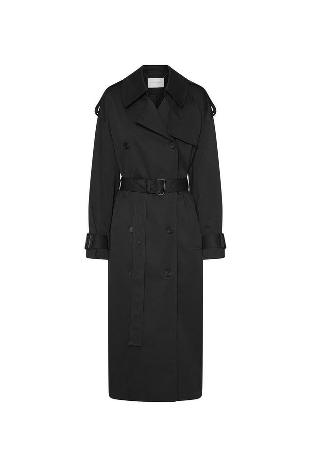 SAINT LAURENT Belted double-breasted cotton-twill trench coat