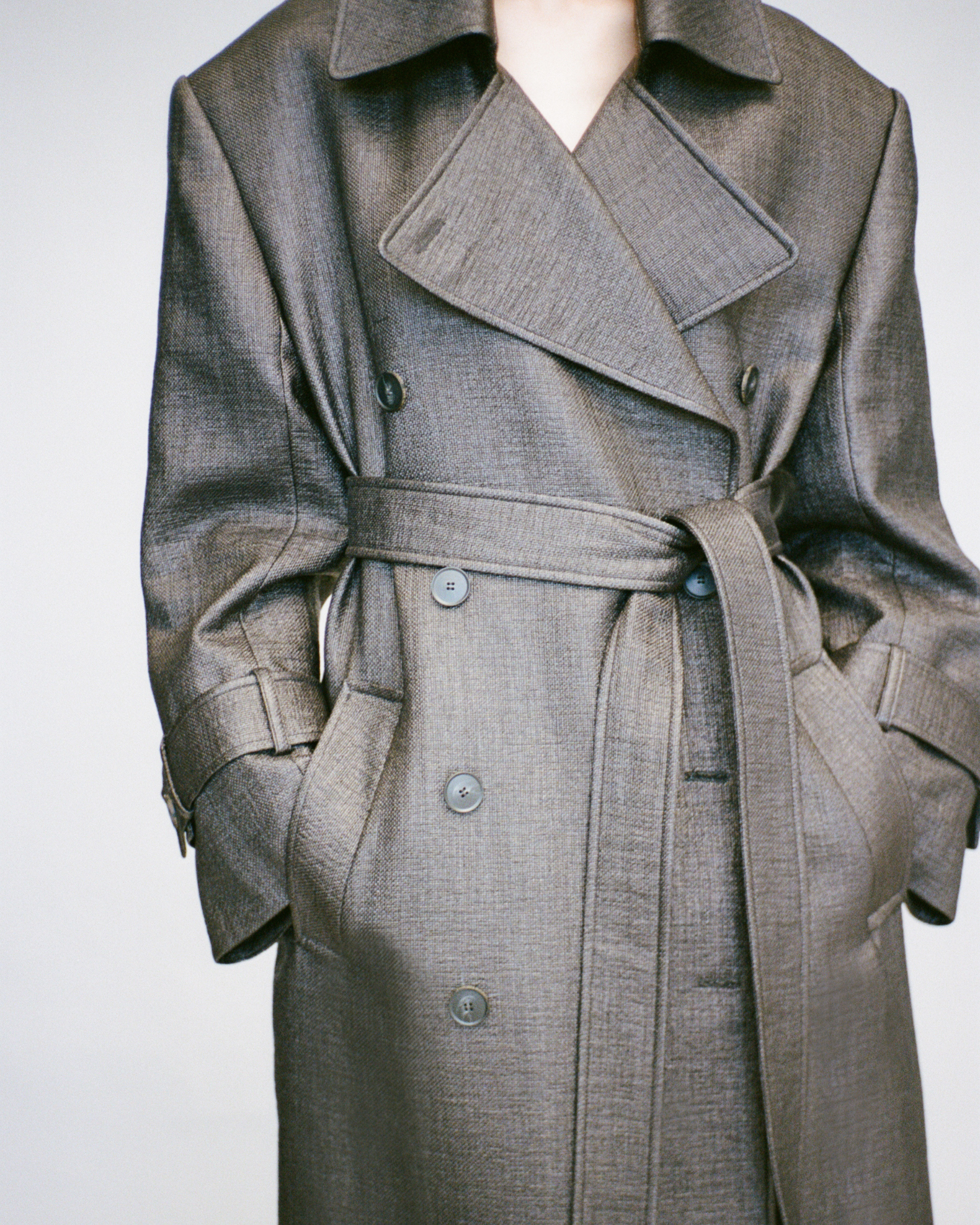 CAMILLA AND MARC PF26 - Alpine textured Coat in black close up view