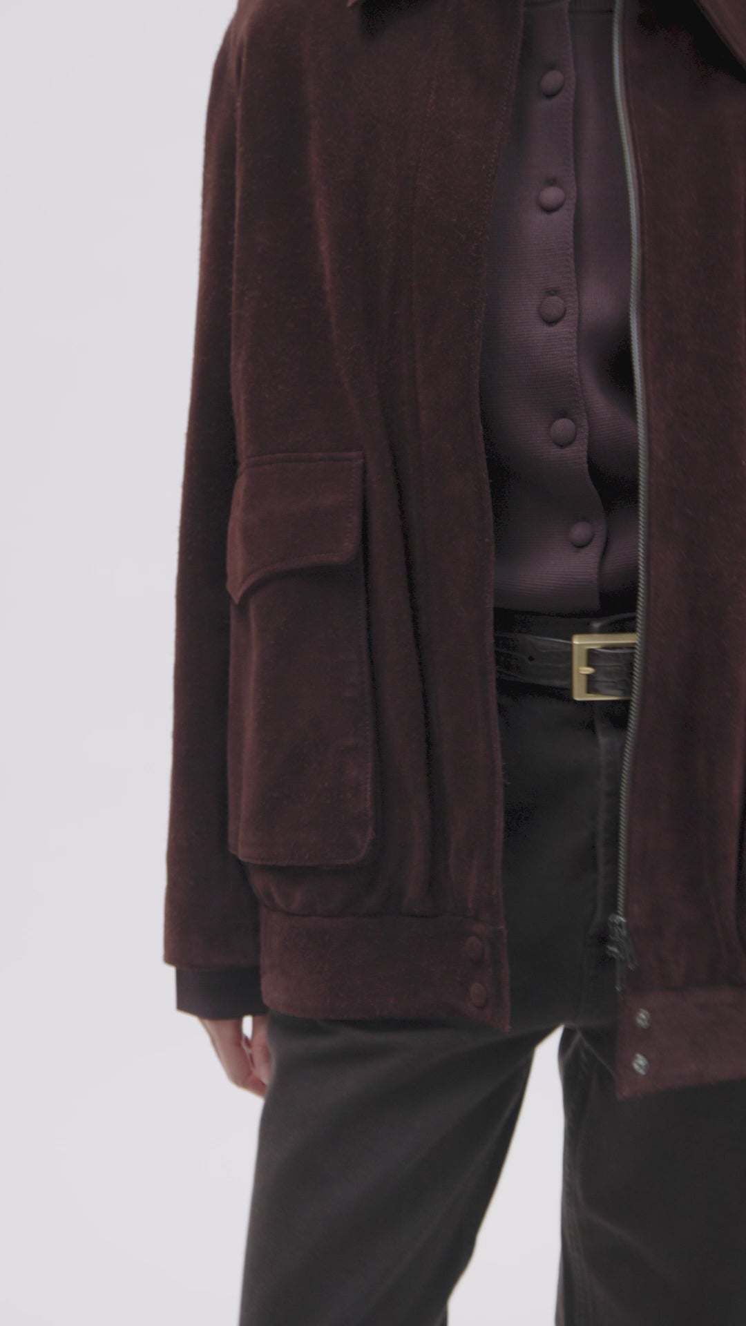 Styled video CAMILLA AND MARC Aria Knit Cardigan in Chocolate Brown with button‑up front and soft knit finish.
