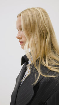 Styling video CAMILLA AND MARC Brody Short Trench Coat in Navy Stripe with a relaxed silhouette.