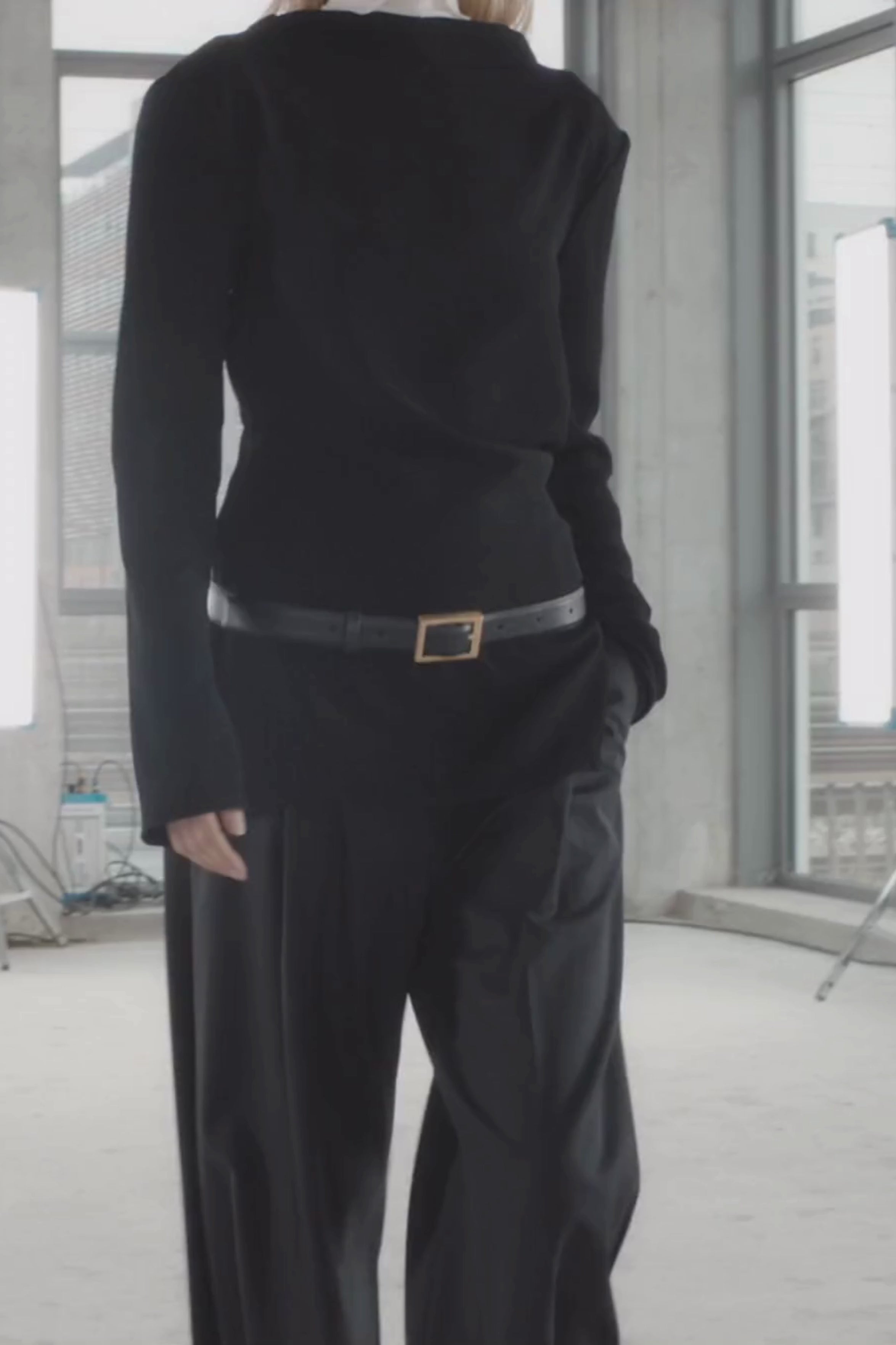 Runway video CAMILLA AND MARC Eon Long Sleeve Top in Black styled with the Zaman Wide Leg Pant.