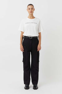 CAMILLA AND MARC Asher Cotton Logo Tee in White.

The Asher Tee seamlessly blends comfort and style, making it a perfect choice for any casual occasion. This tee is crafted from premium quality cotton and promises a soft and breathable feel, ensuring all-day comfort. The relaxed fit and logo elevate this tee making it an instant wardrobe hero.