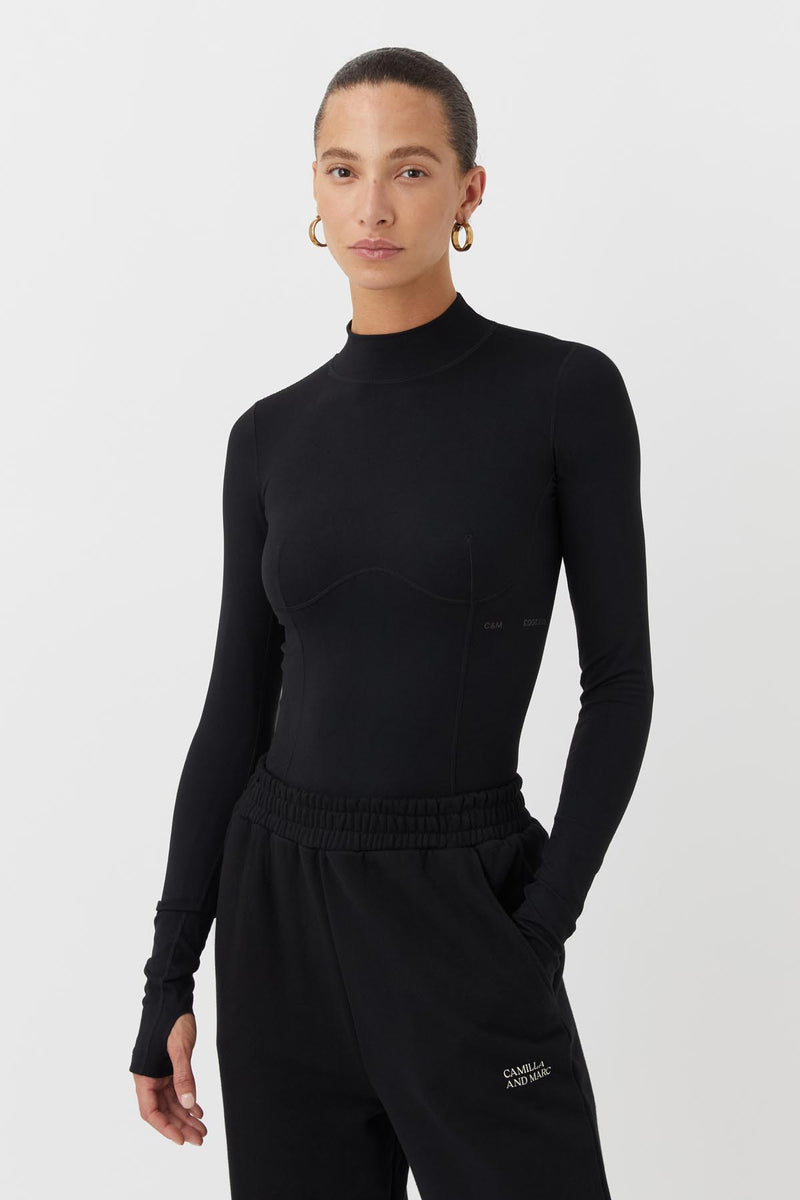 Koda Active Long Sleeve Bodysuit in Black - C&M |CAMILLA AND MARC® Official